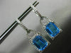 ESTATE 3.98CT DIAMOND & BLUE TOPAZ 14KT WHITE GOLD HALO HANGING EARRINGS #25034