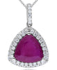 LARGE 3.13CT DIAMOND & AAA RUBY 18KT WHITE GOLD 3D TRILLION & ROUND HALO PENDANT