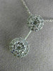 ESTATE 1.0CT ROUND DIAMOND 14K WHITE GOLD 3D FLOWER DOUBLE CLUSTER PENDANT #1939