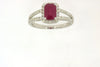 1.55CT DIAMOND & AAA RUBY EMERALD CUT AND ROUND 14KT WHITE GOLD ENGAGEMENT RING