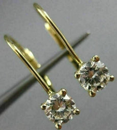 ESTATE .70CT DIAMOND 14K YELLOW GOLD HANGING STUD LEVERBACK EARRINGS G VVS 21294