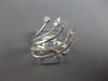 ESTATE LARGE .45CT DIAMOND 14KT WHITE GOLD 3D LEAF & FLOWER CRISS CROSS FUN RING