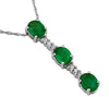 ESTATE 1.16CT DIAMOND & AAA EMERALD 14K WHITE GOLD OVAL & ROUND FLOATING PENDANT