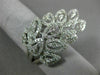 ESTATE LARGE 1.39CT DIAMOND 14K WHITE GOLD 3D MULTI LEAF HALO DOUBLE FINGER RING