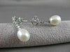 ANTIQUE DIAMOND 11M OVAL SEA PEARL 14K WHITE GOLD HANGING FILIGREE EARRINGS #836
