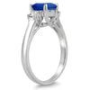 ESTATE 2.50CT DIAMOND & AAA SAPPHIRE 14K WHITE GOLD OVAL & ROUND ENGAGEMENT RING
