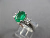 Estate 1.54Ct Diamond & Aaa Emerald 14Kt White Gold Oval 3 Stone Engagement Ring