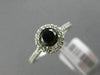 ESTATE 1.0CT WHITE & BLACK DIAMOND 14KT WHITE GOLD CLASSIC HALO ENGAGEMENT RING