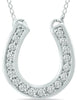 ESTATE .23CT DIAMOND 14KT WHITE GOLD ROUND CLASSIC LUCKY HORSESHOE FUN NECKLACE