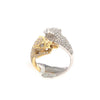 LARGE .72CT DIAMOND 18KT 2 TONE GOLD 3D DOUBLE JANGUAR PANTHER CRISS CROSS RING