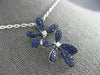 LARGE DIAMOND & AAA SAPPHIRE 18KT WHITE GOLD DOUBLE FLOWER BUTTERFLY FUN PENDANT