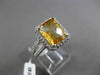 ESTATE 4.95CT DIAMOND & AAA EXTRA FACET YELLOW TOPAZ 14K WHITE GOLD 3D HALO RING