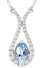 .98CT DIAMOND & AAA AQUAMARINE 14KT WHITE GOLD PEAR SHAPE & ROUND LOVE NECKLACE