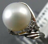 ESTATE LARGE .12CT DIAMOND & AAA SOUTH SEA PEARL PLATINUM 3D FLOWER RING #21817