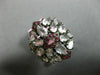 ESTATE 5.25T AAA PINK SAPPHIRE RUBY & WHITE QUARTZ 14KT WHITE GOLD 3D CROWN RING