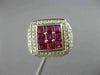 ESTATE LARGE 4.65CT DIAMOND & AAA RUBY 18KT WHITE GOLD 3D SQUARE INVISIBLE RING