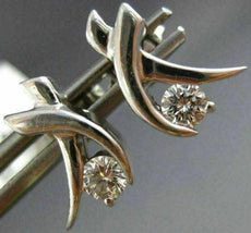 ESTATE .30CT ROUND DIAMOND 14KT WHITE GOLD 3D X LOVE TENSION STUD EARRINGS 22120