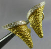 ESTATE LARGE .52CT DIAMOND 18K 2 TONE GOLD HANDCRAFTED CONE FUN CLIP ON EARRINGS