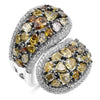 EXTRA LARGE 7.30CT WHITE & MULTI COLOR DIAMOND 18K WHITE & BLACK GOLD SNAKE RING