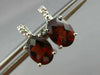 ESTATE 2.97CT DIAMOND & AAA EXTRA FACET GARNET 14K WHITE GOLD OVAL STUD EARRINGS