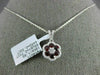 ESTATE .74CT DIAMOND & AAA RUBY 18KT WHITE GOLD CLASSIC FLOWER FLOATING PENDANT