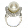 ESTATE EXTRA LARGE 1.92CT DIAMOND & AAA SOUTH SEA PEARL 18KT WHITE GOLD FUN RING