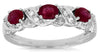 ESTATE .72CT DIAMOND & AAA RUBY 14K WHITE GOLD OVAL & ROUND XO 3 STONE LOVE RING
