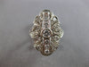 ANTIQUE LARGE .85CT DIAMOND 14KT WHITE GOLD 3D FILIGREE FLORAL FUN RING #28141