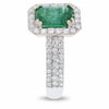3.22CT DIAMOND & AAA EMERALD 14KT WHITE GOLD 3D SQUARE & ROUND ENGAGEMENT RING