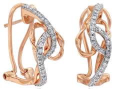 .25CT DIAMOND 14KT YELLOW GOLD 3D MULTI ROW CRISS CROSS CLIP ON HANGING EARRINGS