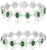 ESTATE 16.21CT DIAMOND & AAA EMERALD 18K WHITE GOLD OVAL & ROUND TENNIS BRACELET