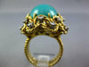 ANTIQUE EXTRA LARGE 15.90CT DIAMOND & AAA TURQUOISE 18KT YELLOW GOLD OVAL RING