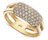 ESTATE WIDE .50CT DIAMOND 18KT YELLOW GOLD MULTI ROW PAVE RECTANGULAR LOVE RING