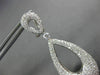 ESTATE LARGE 2.90CT DIAMOND 18K WHITE GOLD 3D TEAR DROP CLIP ON HANGING EARRINGS