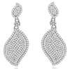 1.37CT DIAMOND 14K WHITE GOLD 3D CLASSIC DOUBLE LEAF FLOWER FUN HANGING EARRINGS