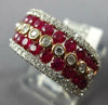 LARGE 2.04CT DIAMOND & AAA RUBY 14K WHITE & ROSE GOLD MULTI ROW ANNIVERSARY RING