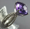 ESTATE 2.61CT DIAMOND & AAA AMETHYST 14KT WHITE GOLD 3D CUSHION & ROUND FUN RING