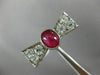 ANTIQUE LARGE 2CT DIAMOND & AAA RUBY 14KT WHITE GOLD FILIGREE OVAL BOW TIE RING
