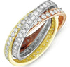 LARGE 2.19CT DIAMOND 14KT TRI COLOR GOLD 3D CLASSIC CHANNEL TRINITY LOVE RING
