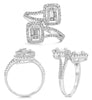 LARGE .82CT DIAMOND 14KT WHITE GOLD ROUND & BAGUETTE CLUSTER INVISIBLE HALO RING