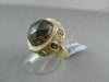 ANTIQUE WIDE 14KT GOLD YELLOW 30.03CT SMOKY TOPAZ & DIAMOND OVAL COCKTAIL RING