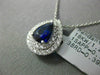 ESTATE 1.0CT DIAMOND & AAA SAPPHIRE 18KT WHITE GOLD TEAR DROP PEAR SHAPE PENDANT