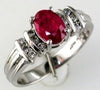 1.08CT DIAMOND & AAA RUBY 14KT WHITE GOLD 3D OVAL & ROUND FRIENDSHIP LOVE RING