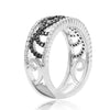 .62CT WHITE & BLACK DIAMOND 14KT WHITE GOLD 3D OPEN FILIGREE MULTI WAVE FUN RING