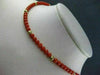 ESTATE AAA RED CORAL & GOLD BEADS 14KT Y GOLD NECKLACE & FILIGREE LOCK 5MM 22069