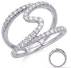 ESTATE .60CT DIAMOND 14KT WHITE GOLD 3D SPLIT SHANK SIGNATURE WAVE RING