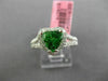 ESTATE WIDE 2.10CT DIAMOND & TSAVORITE 18K WHITE GOLD HEART HALO ENGAGEMENT RING
