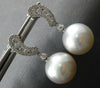 LARGE .6CT DIAMOND & AAA SOUTH SEA PEARL 18K WHITE GOLD JOURNEY HANGING EARRINGS
