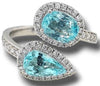 LARGE 2.84CT DIAMOND & AAA PARAIBA TOURMALINE 18K WHITE GOLD 3D CRISS CROSS RING