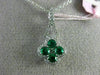 ESTATE .61CT DIAMOND & AAA EMERALD 18K WHITE GOLD FLOWER SQUARE FLOATING PENDANT